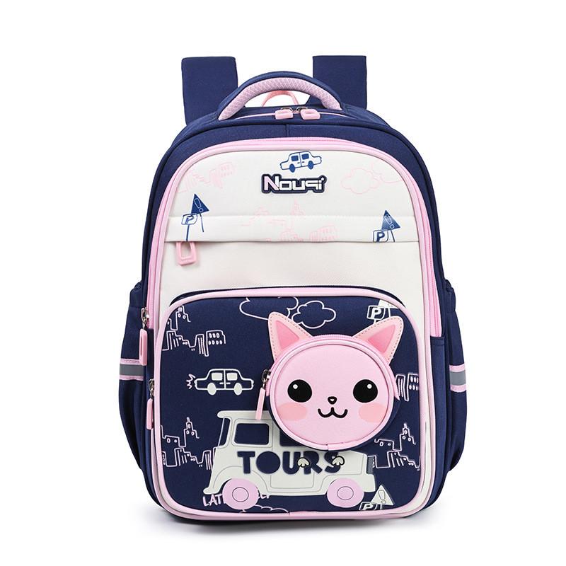 Kids Capacity Big Contrast Color Backpack With Cartoon Animal Tiger Design Cat