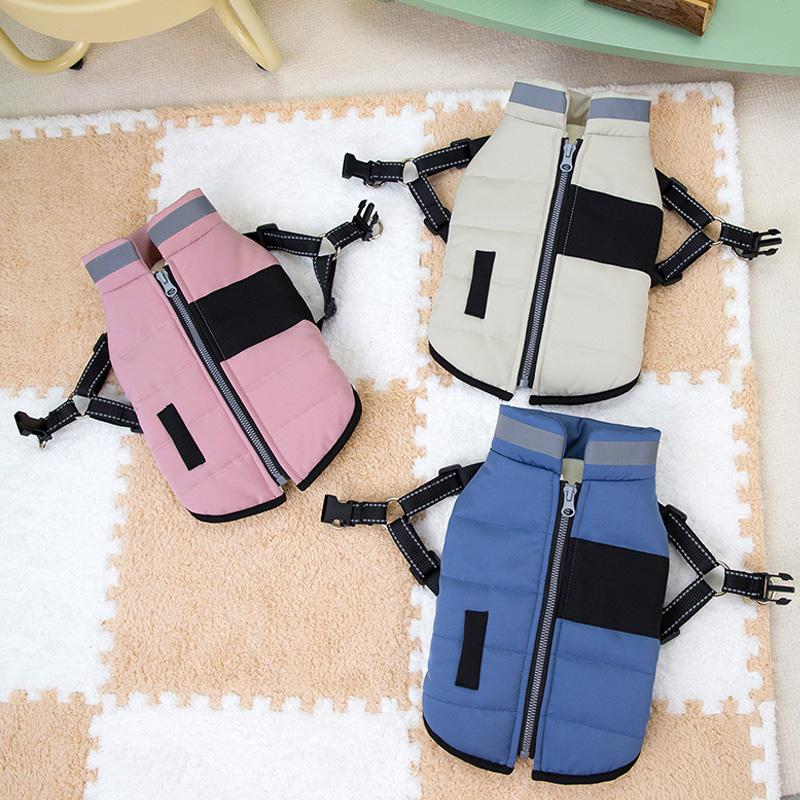 Winter Warm Pet Dog Coat Jacket with D-Ring Reflective Dog Clothes for Small Medium Dogs Puppy Clothes Pet Supplies