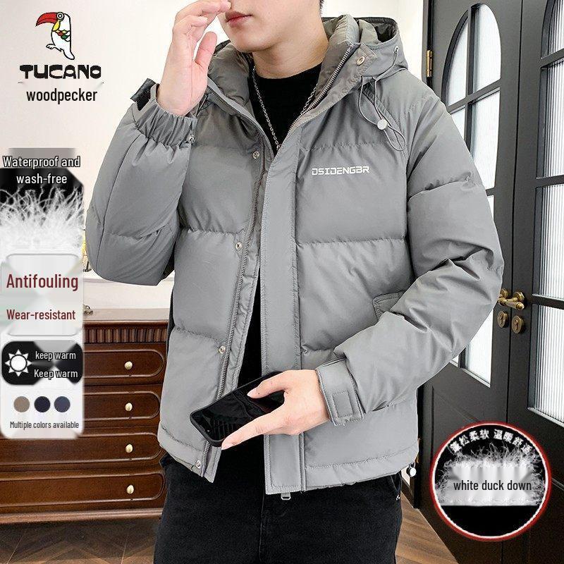 Męska casualowa kurtka puchowa z kapturem Woodpecker: Modne, Ciepłe i Wszechstronne Okrycia Wierzchnie na Zimę