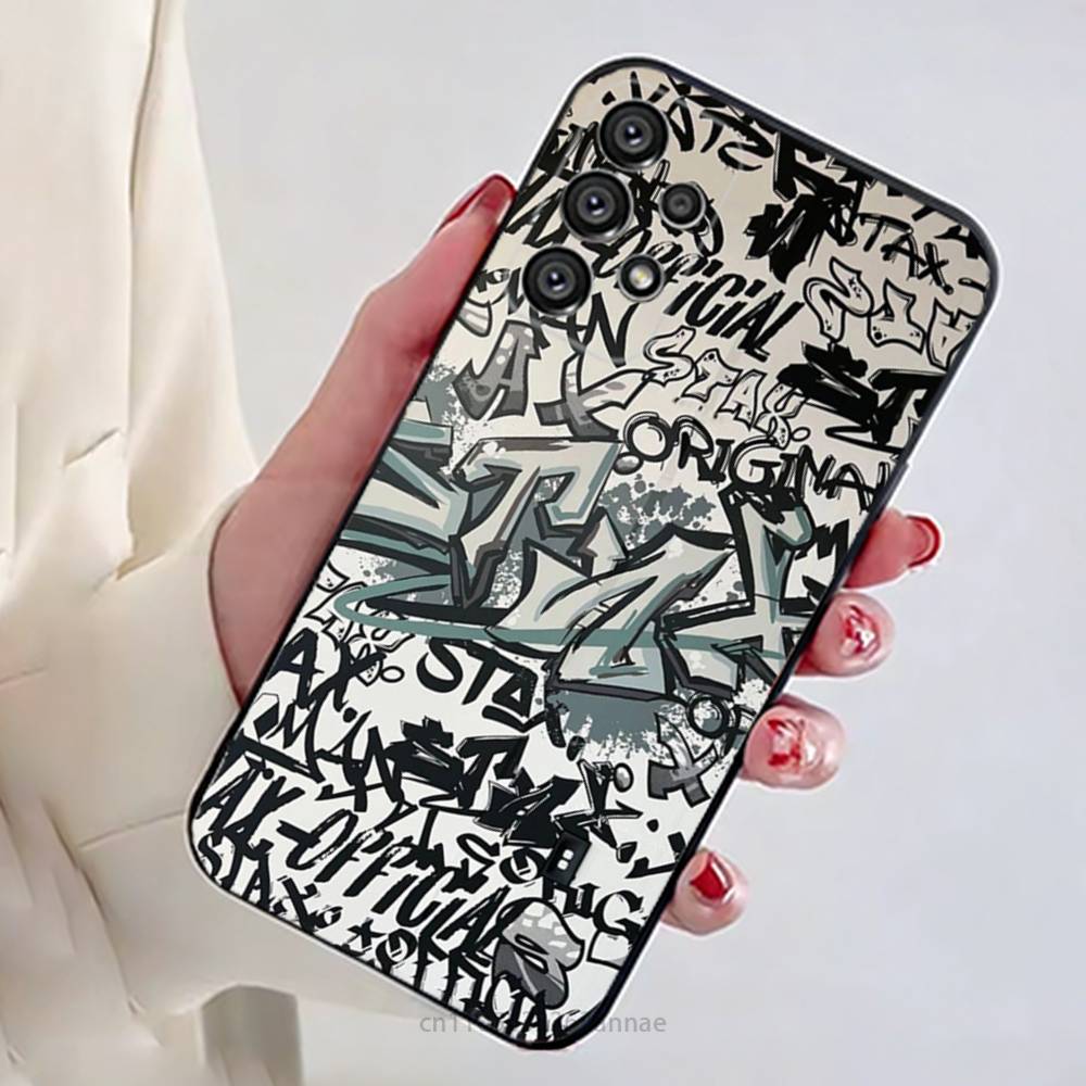 Graffiti Phone Case For Samsung Galaxy A13,21s,22,31,32,52,53,71,80,A91 Soft Black Shell