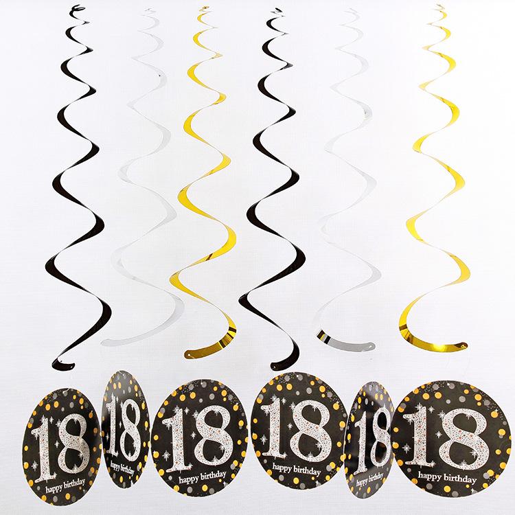 

6pcs Spiral hanging decorations, birthday decorations, party background decoration supplies