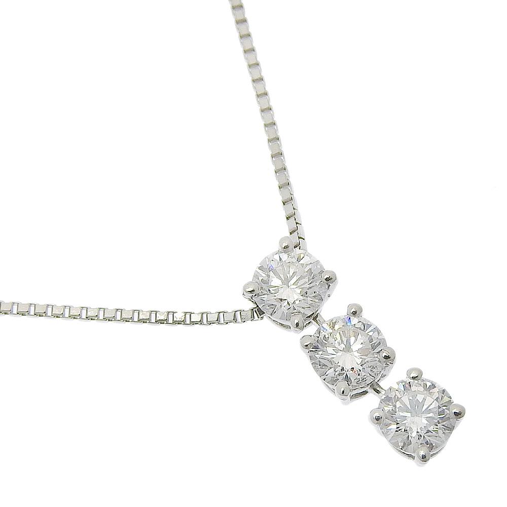 

3P diamond Necklace Pt850Platinum/Pt900Platinum/diamond 5.2g Women Used