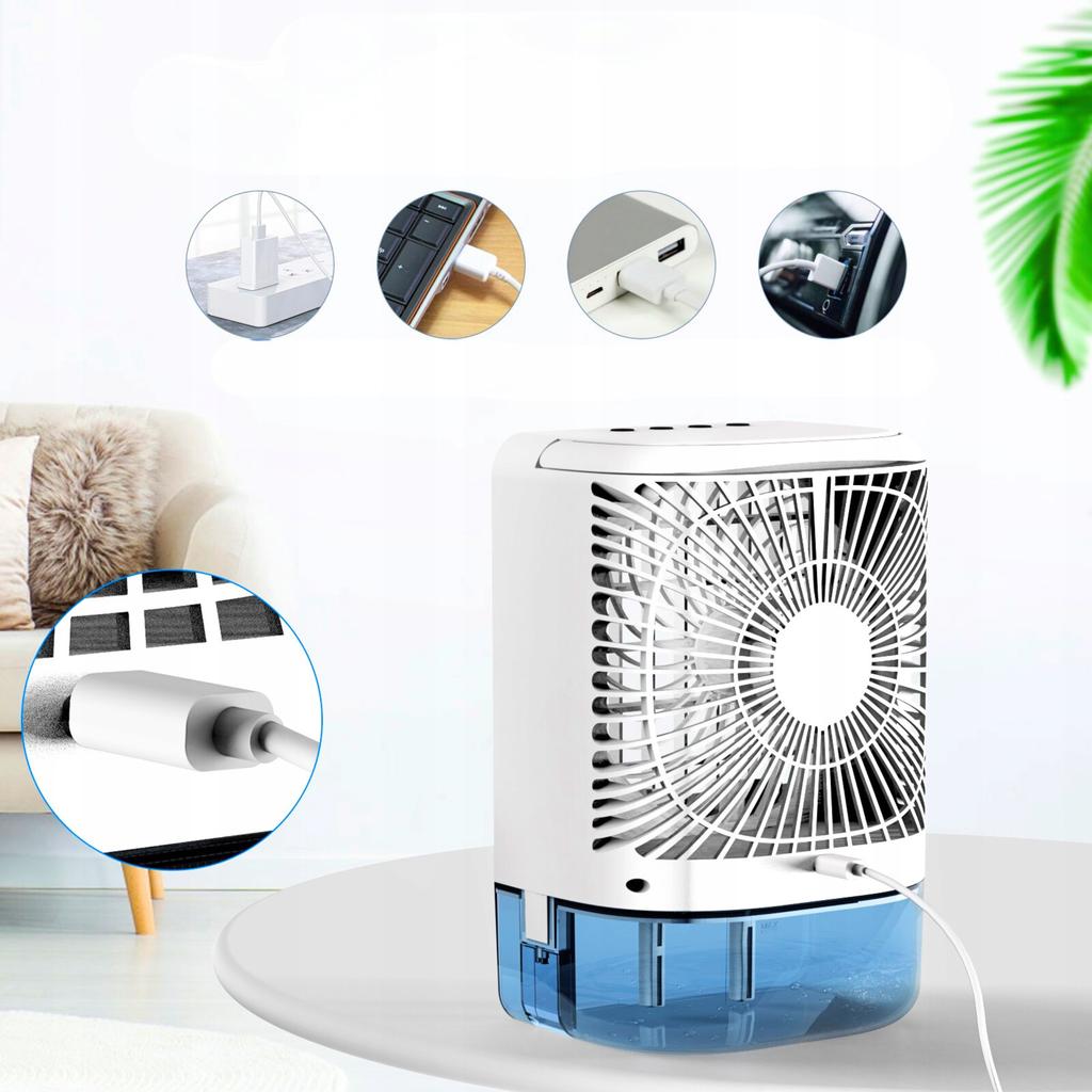 Mini Air Conditioner Desk Fan Quiet Water Cooler 800Ml Led