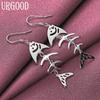 925 Sterling Silver Fish Pendant Earrings Wedding Jewelry