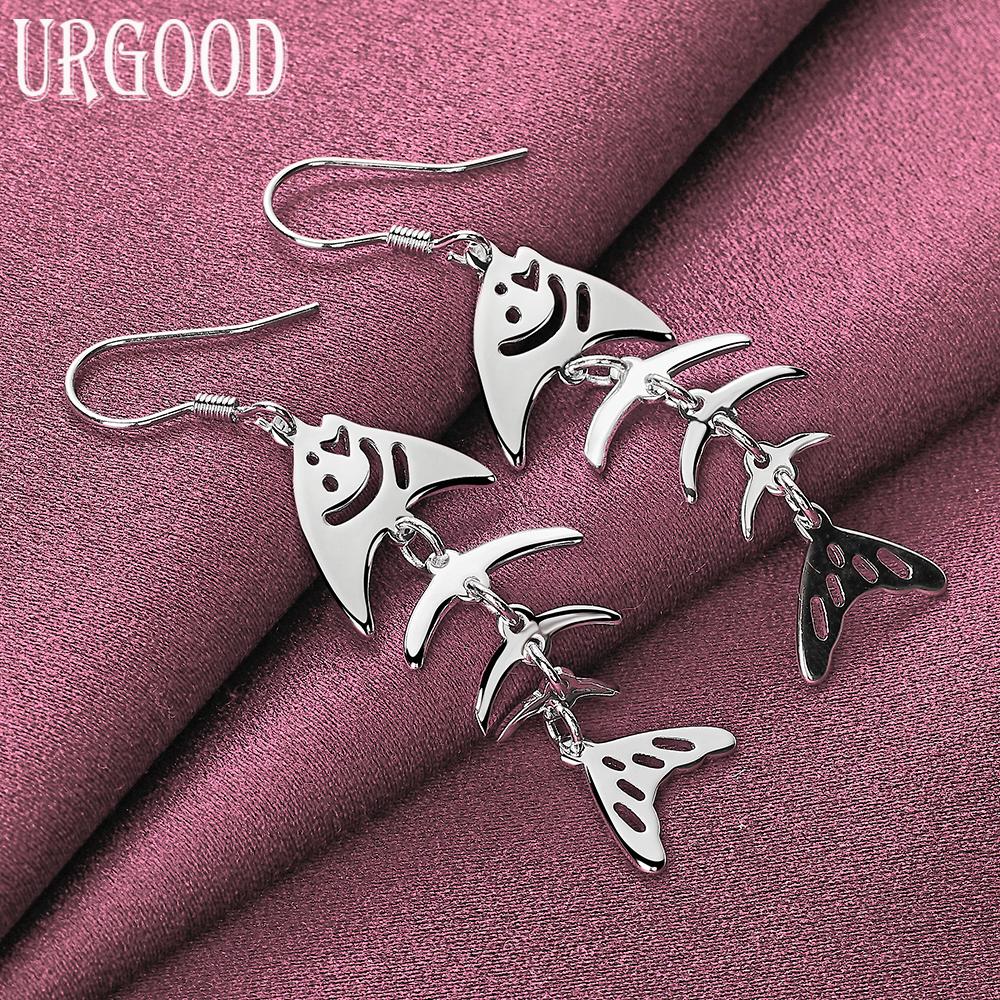 925 Sterling Silver Fish Pendant Earrings Wedding Jewelry