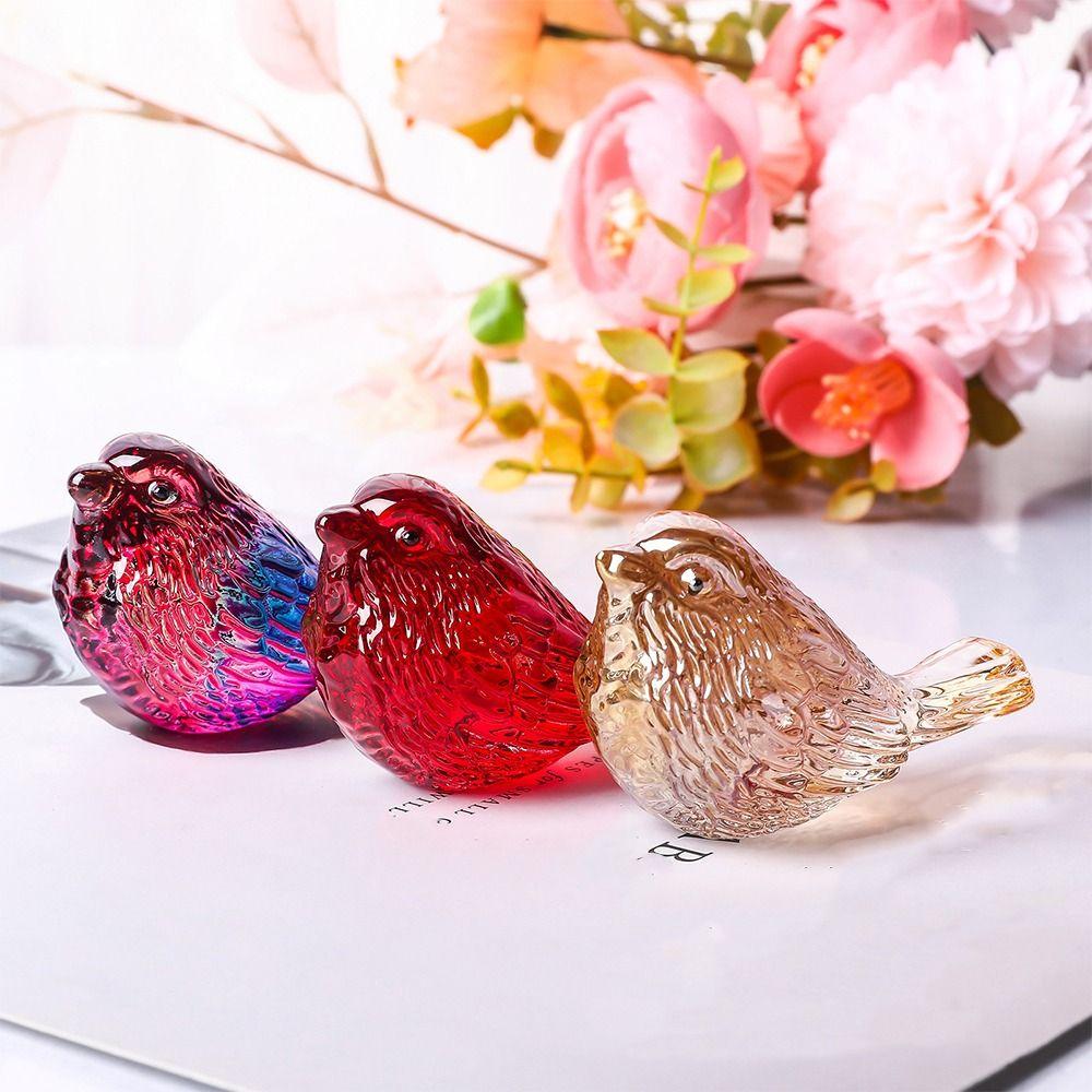 Kreative Bunte Kristallvogel Ornamente Handwerk Nordische Glücksvogel Figur Einzigartige Vogelstatue Handwerk Gartenornament