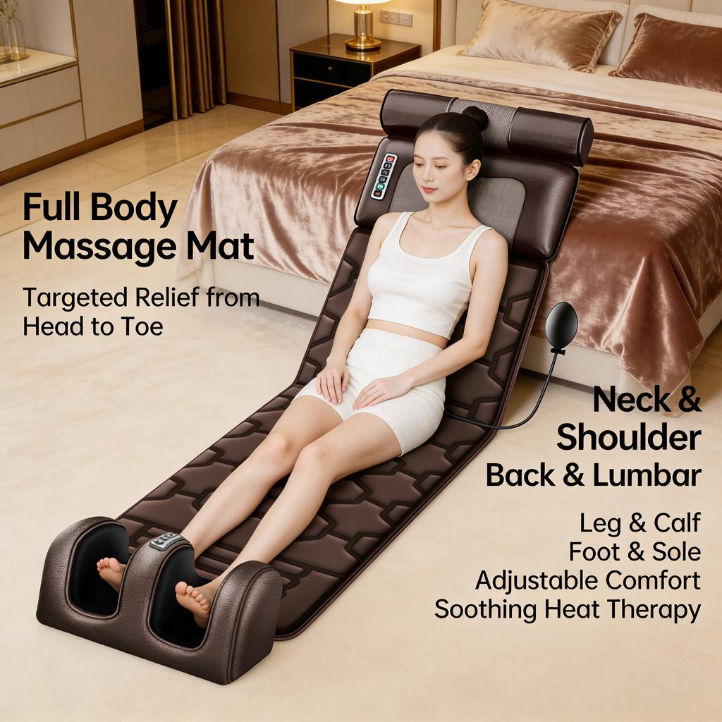 Full-Body Massage Mat with Heat for Home and Office Relaxation, Comfortable and Convenient
