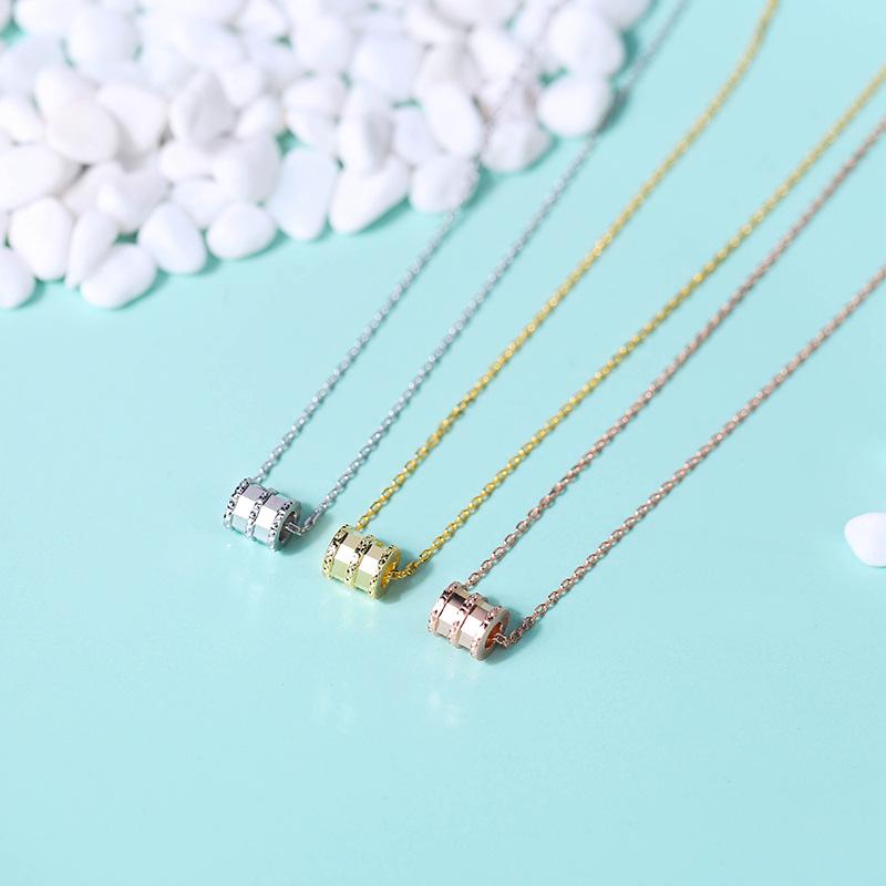Su Chuang S925 Sterling Silver Clavicle Necklace with Laser-Carved Mirror Surface 925 Sterling Silver