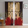 Electric Guitar Rose Music Sheer Curtains Modern Gauze Curtain for Living Room Bedroom Voile Yarn Curtains