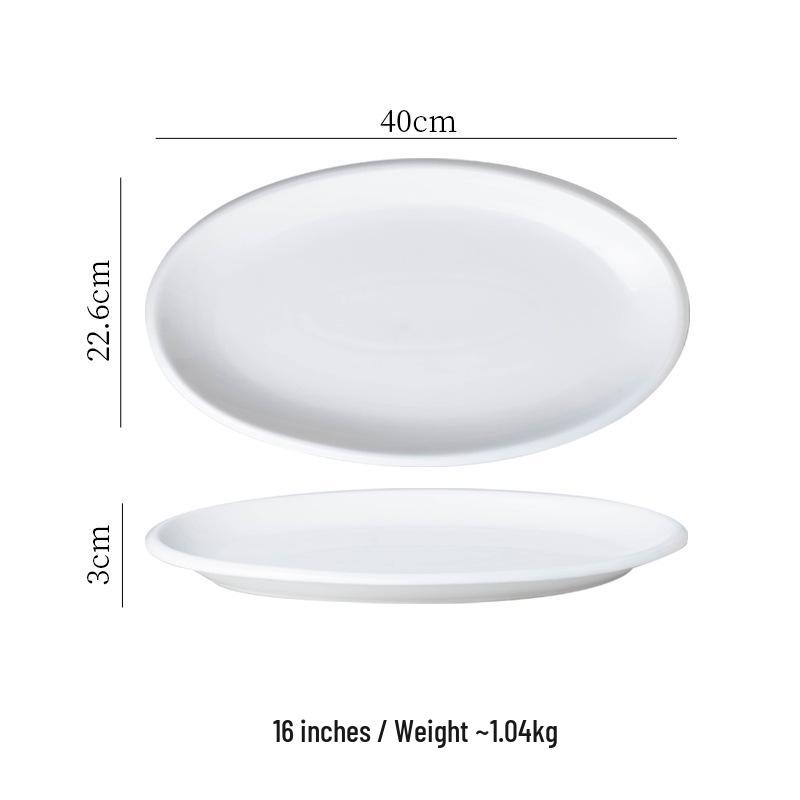 Extra Large Thickened White Ceramic Oval Fish Plate for Steamed Fish