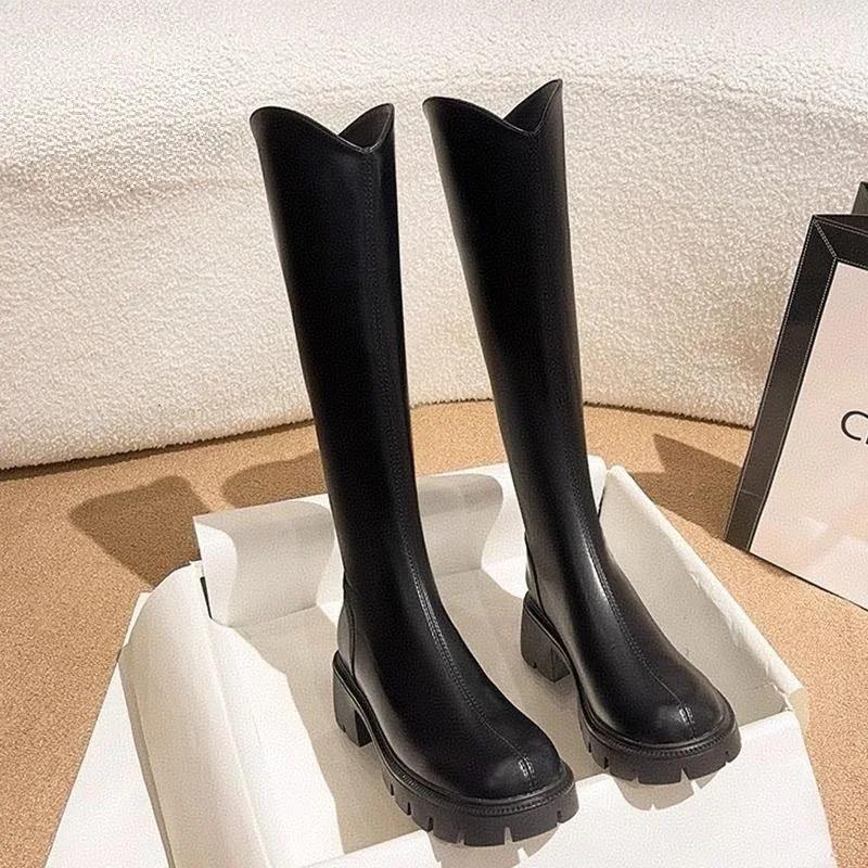 Real Soft Leather Boots Autumn And Winter New Knight Boots Height Increasing And Slimming Boots Thick Soled High Boots Long