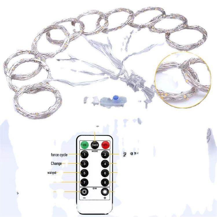 LED Remote-Controlled Copper Wire Curtain Lights for Atmosphere and Christmas Room Decor