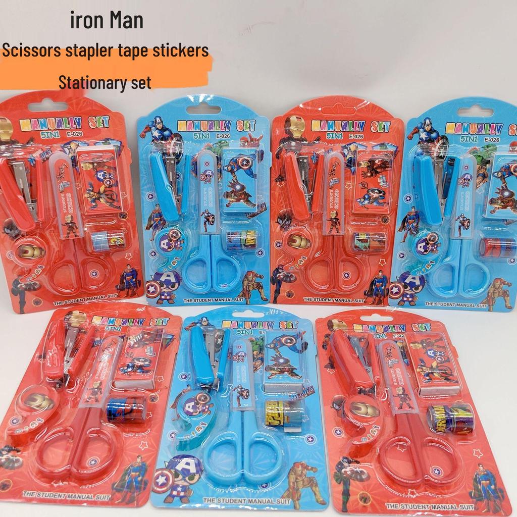 Adorable Student Stationery Set: High-Quality Scissors, Stapler, Tape & Stickers - Perfect Gift for Children's Learning