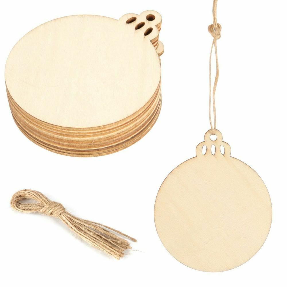 Pattern Christmas Decor Round Wooden Discs Wood Slices DIY Craft Christmas Ornaments Hang Decor
