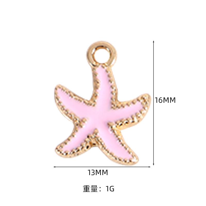 Alloy Pendant Accessories Starfish Sea Shell Gold Necklace Platinum Plated Cartoon Printing Electroplated Handmade Red Wine Rings