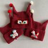 Children's Red Elf Knit Hat with Ear Protection for Autumn/Winter - Cute Pom-Pom Design for Boys and Girls