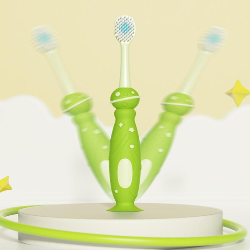 2Pcs Children'S Fluoride-Enriched High-Density Fine Wire Baby Toothbrushes With Soft Bristles And Standing Suction Cup