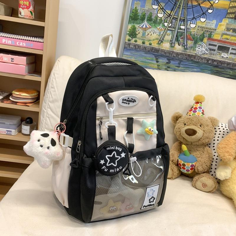 Schultasche College-Stil Schultasche Mädchen Mittelschule Koreanische Version Niedlicher Reiserucksack Einfach Große Kapazität High-School-Schülerrucksack