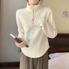 Women's Plus Size Flocked Undershirt Fleece-Lined Half Turtleneck Base Shirt Autumn Winter Warm Pullover Top