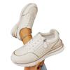 Women's Wide Width Round Toe Lace-Up Sneakers - Two-Tone Color Block Casual Flats for Fall, Fashion Breathable Walking Shoes