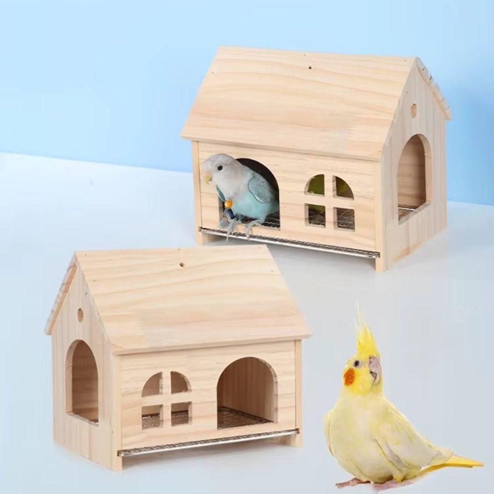 Drawable Bottom Bird Wooden House Pullable Bottom Hanging Bird Nest Parrot Cage Accessories
