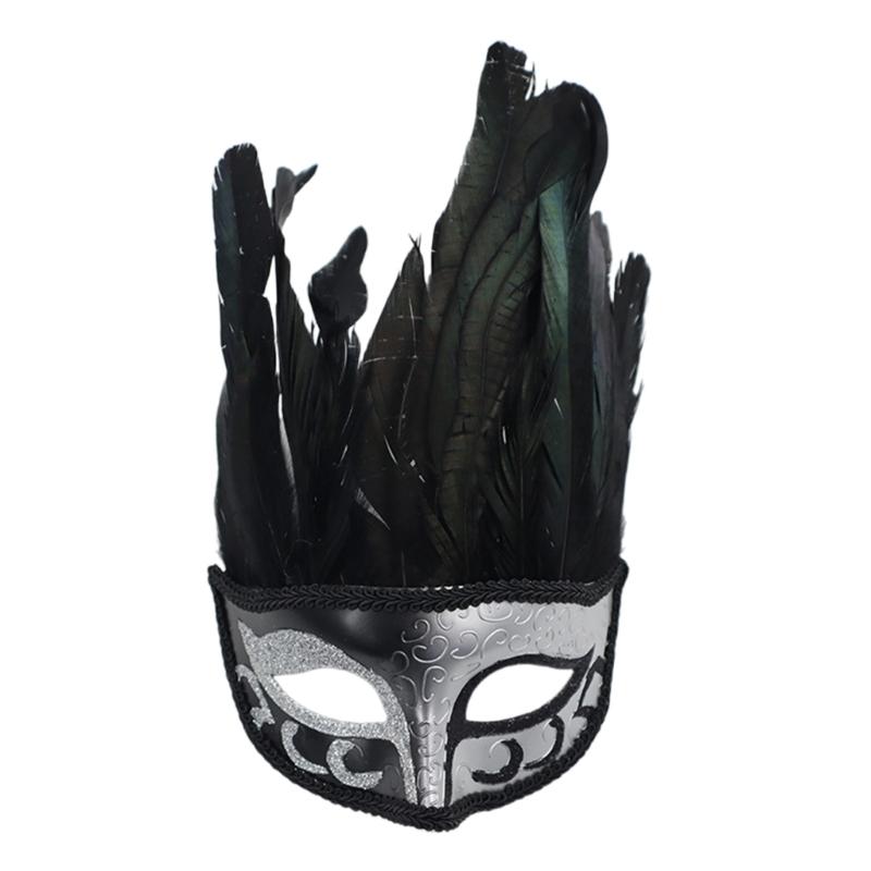 Feathered Masquerade Mask for Women Men Halloween Masquerade Cosplay Mask Half Face Mask Halloween Mask