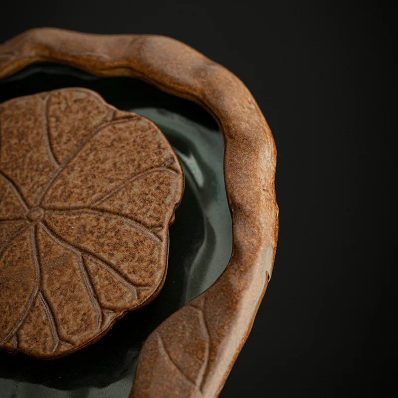 Tea Tray New Type of Crude Pottery Dry Bubble Tea Saucer Hand-raised Pot Pad Storage Water Lotus Leaf Teaboard