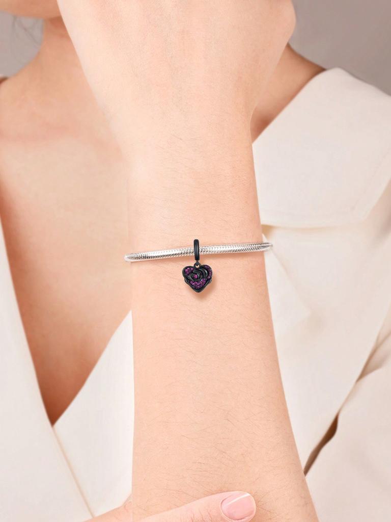 Charms Plata Copper Colors Valentine'S Day Redheart Gemstone Beads Pendant For Original Bracelet For Women Diy Jewelry Love Gift