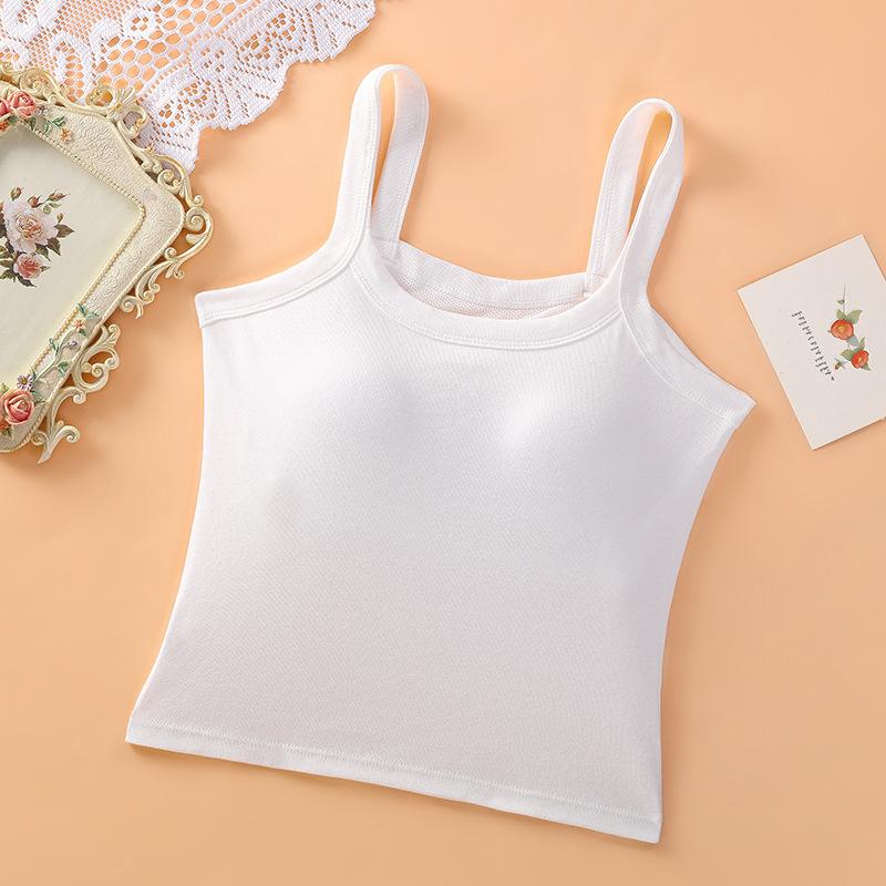 Women's Pure Cotton Strap Vest with Bra Breathable and Sweat Absorbing Comfortable Top Without Steel Rings