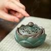 1pc Retro Ceramic Lotus Pan Incense Burner Natural Incense Powder Agarwood Sandalwood Blend Wood Material Aromatic Meditation Ai