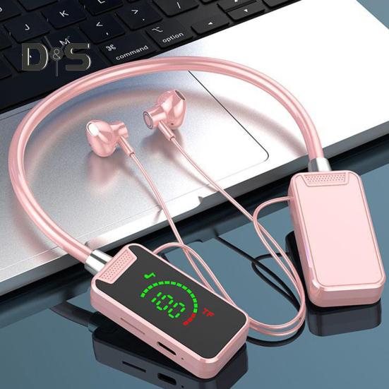 Wireless Earphone Bluetooth-compatible Hanging Neck Headset LED Display Waterproof Wireless Neckband Headphone