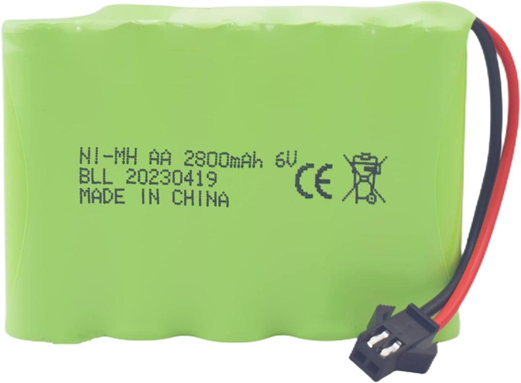 6.0V 2800mAh AA Rechargeable Battery with SM-2P Plug and USB Charging Cable – Compatible with TB141 TB142 DE37