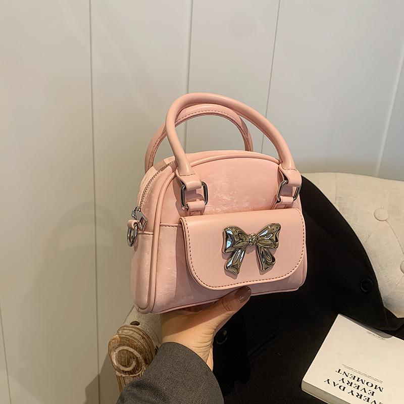 Fashion Women's Bow Decoration Handbags New Retro Solid Color PU Leather The Single Shoulder Bag Casual Women Designer Hobos Bag
