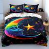 Rainbow moon and stars. Bedding sets Duvet cover sets Duvet covers Pillowcases(1 * Duvet Cover 2 * Pillowcases, without duvet insert)