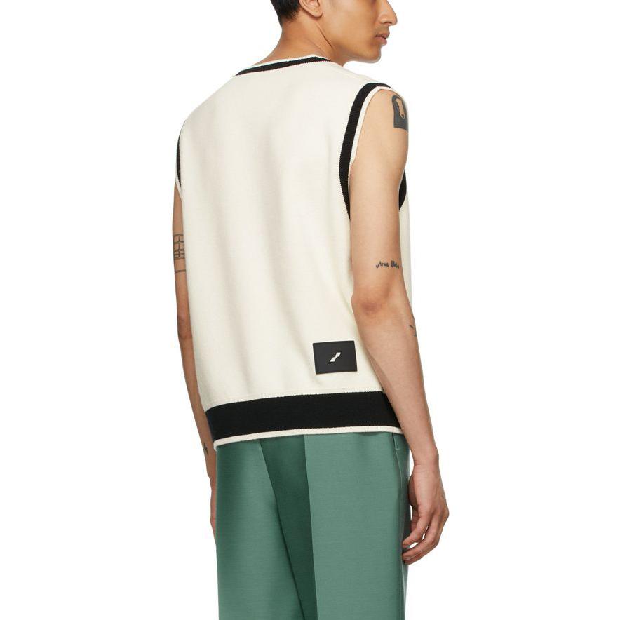 WE11DONE Logo Metal Detail Knit Vest Ivory Unisex Outerwear Cream WD-KV1-21-612-U-IV