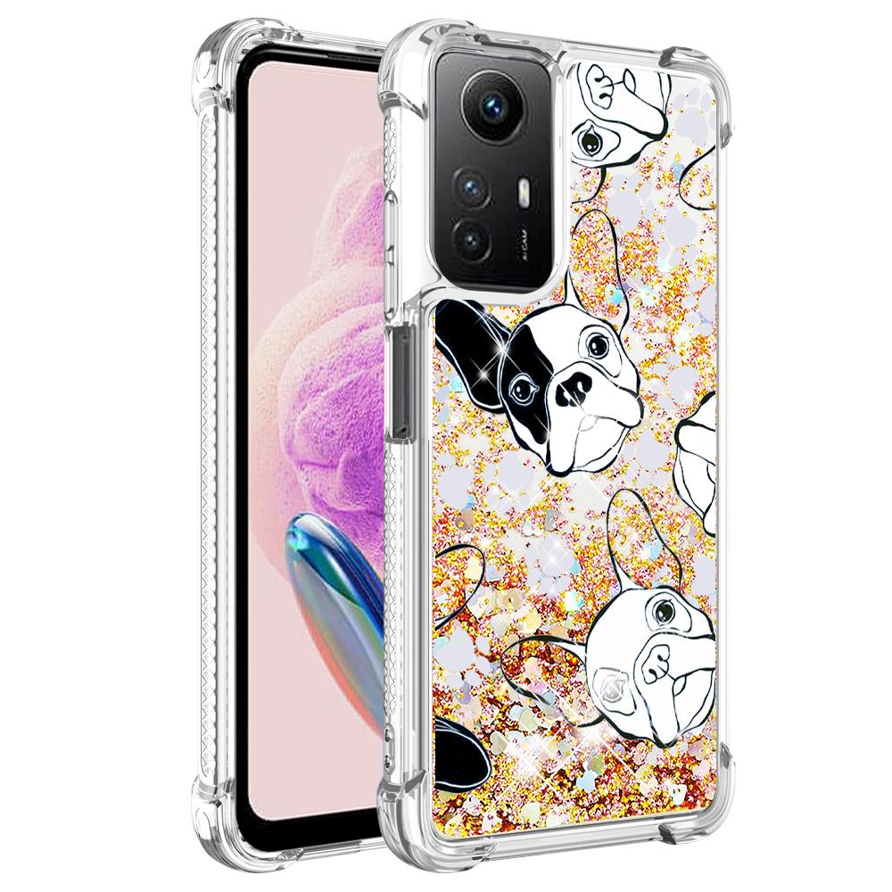 

For Xiaomi Redmi Note 12S 4G/Redmi Note 11S 4G/Note 11 4G (Qualcomm) TPU Case with Quicksand and Pattern Printed Black+White Puppy