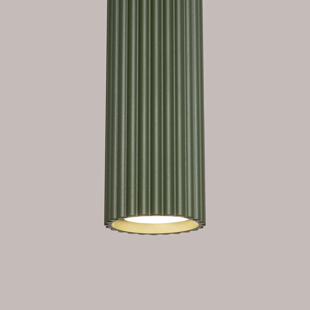 Modern Olive Green Fluted Tube Pendant Lamp for Bedroom, Kitchen, Island, 1xGU10 10W KARBON Sollux Lighting