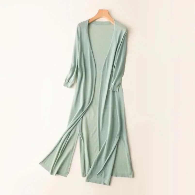Korean Women's Casual Long Sun Protection Sweater Cardigan Soft Comfortable Simple Solid Free Size Loose Thin Cardigan