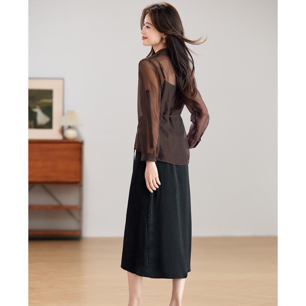 Shirt and Strap Skirt Luxury Two-piece Set