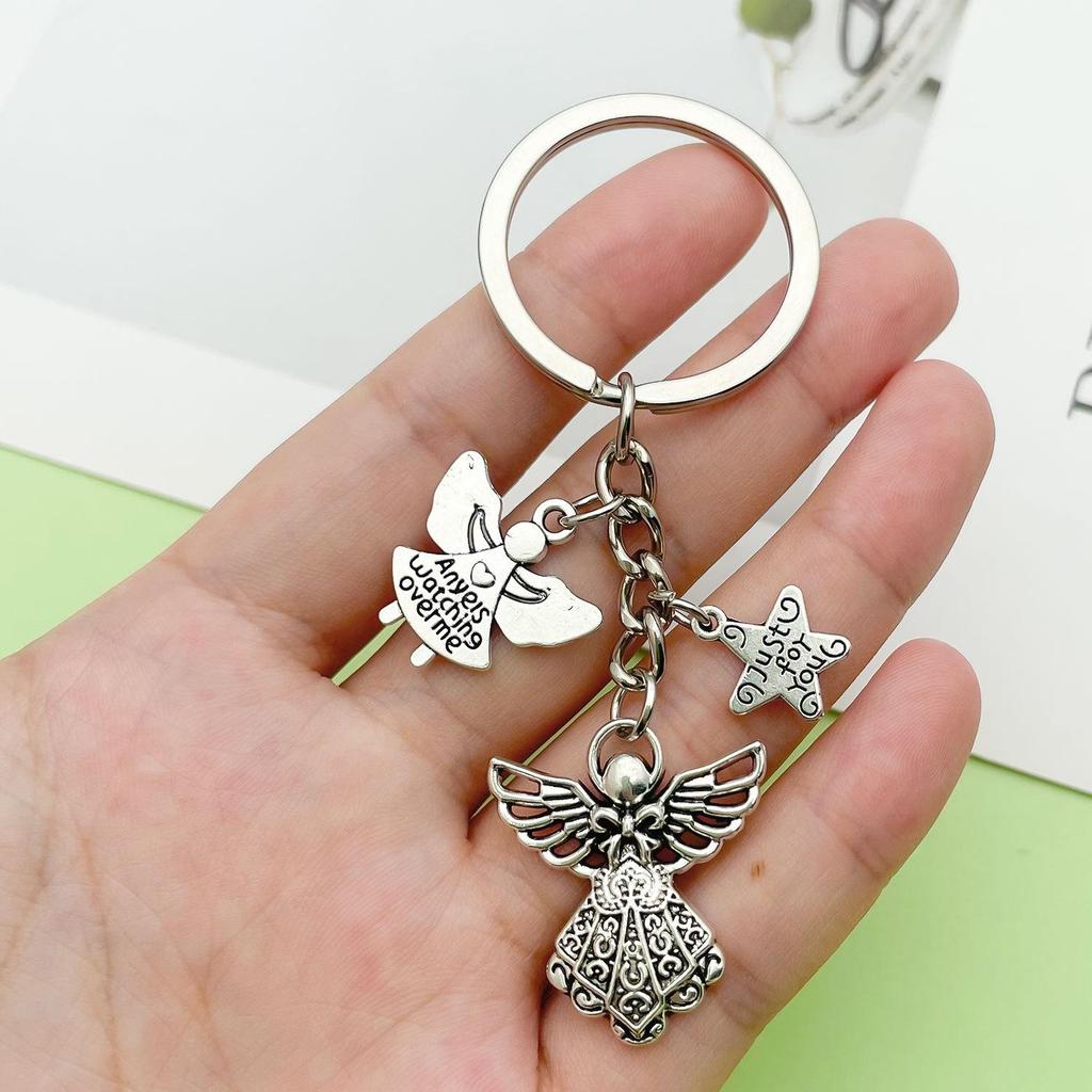 Guardian Angel Keychain Silver Charm - Ideal for Weddings, Birthdays, Baby Showers, and Parties