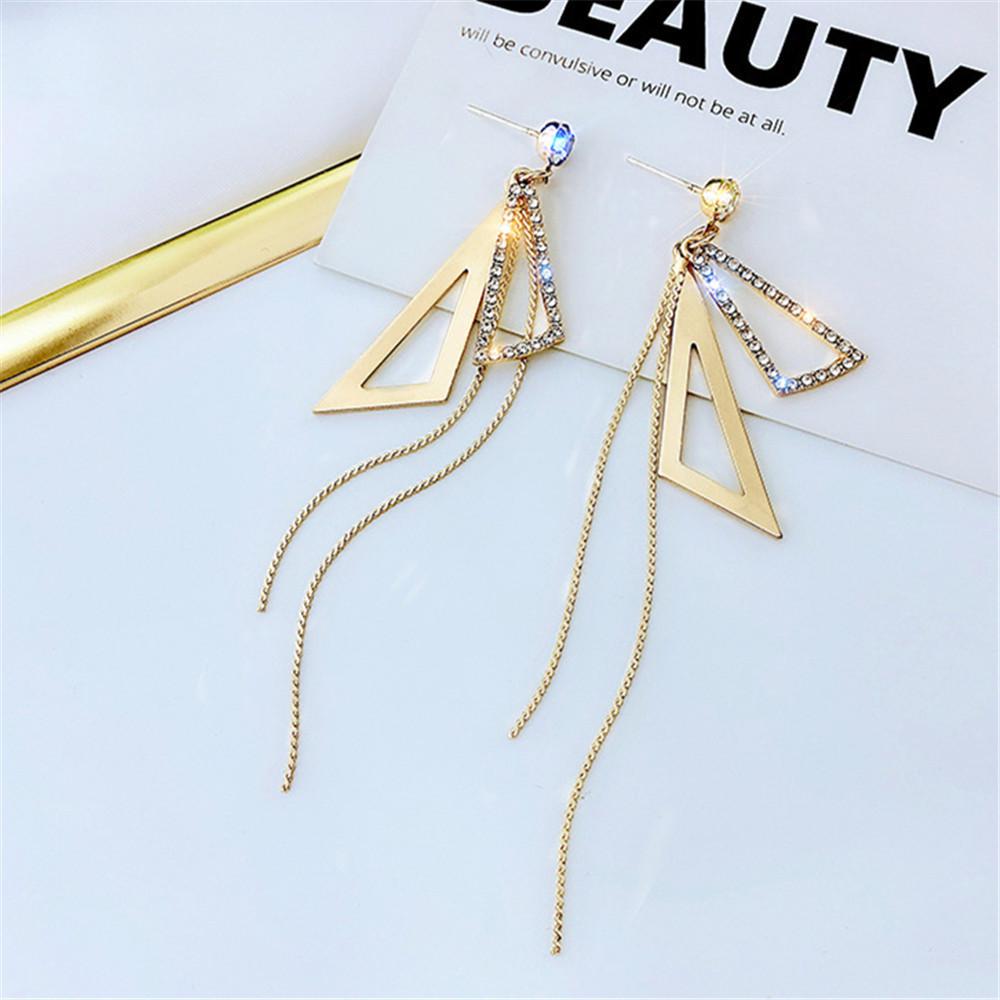S925 Korean Geometric Tassel Earrings - Elegant Silver Triangle Design for Exquisite Fashion
