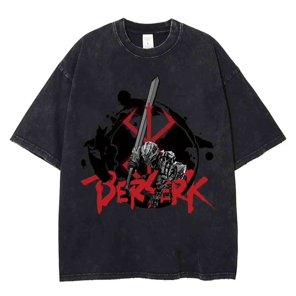 Berserk Guts & Griffith Eclipse Scene Manga Panels Vintage Washed Anime T-Shirt, Unisex Dark Fantasy Manga Fan Streetwear Tee, 100% Cotton Casual
