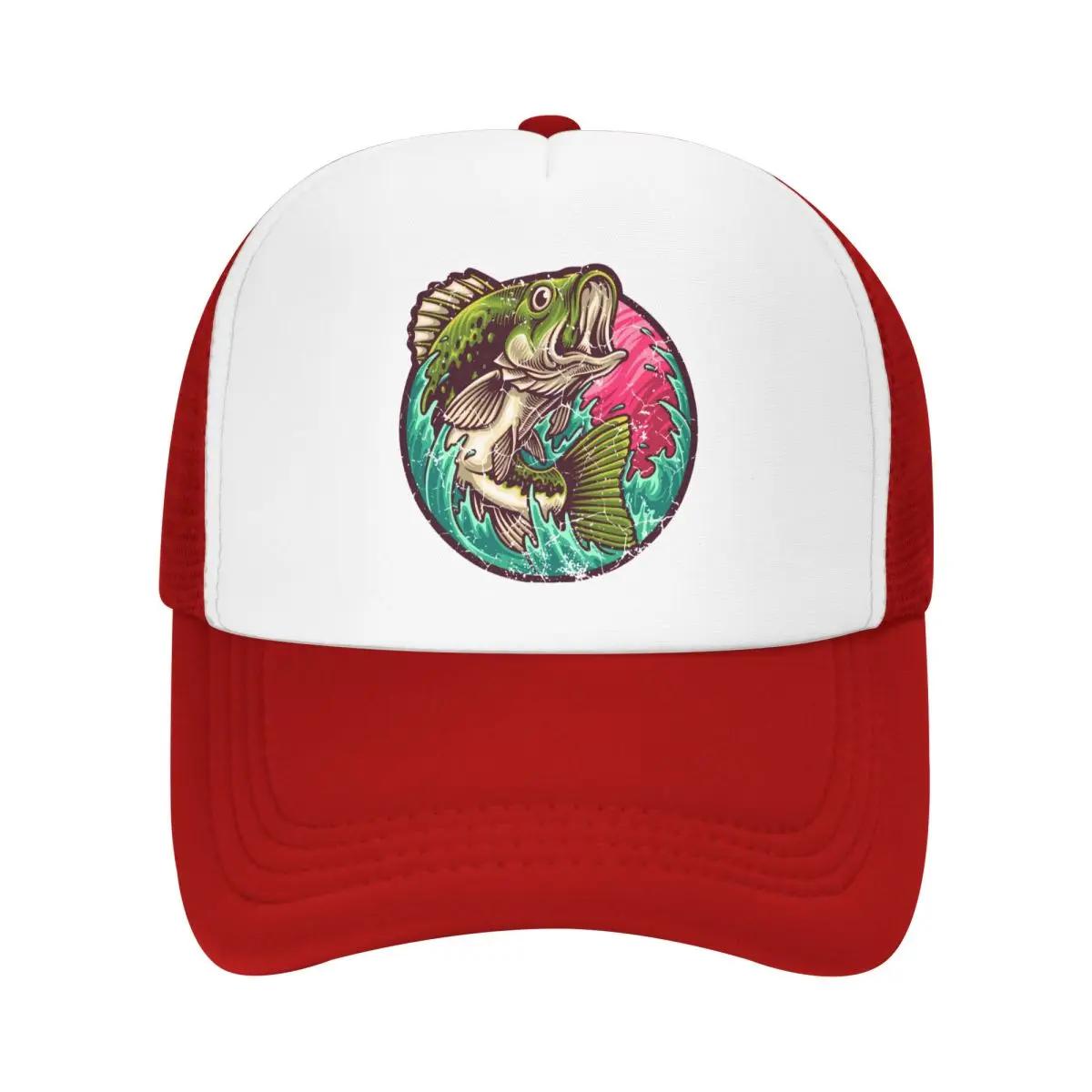 

Custom Fashion Fish FisherUnisex Fishing Bass Baseball Cap Unisex Women Breathable Trucker Hat Sun Protection Snapback Dad Hat One Size