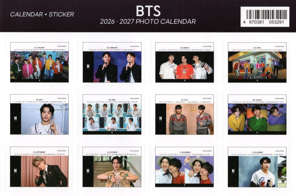 BTS 2026–2027 Desk Calendar + Stickers (2-Year K-POP Photo Calendar)