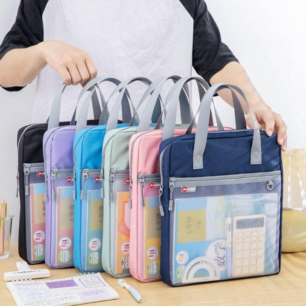 Oxford cloth File Bag Multifunctional Data Storage Bag Zipper Pouch Bag  School Office Supplies