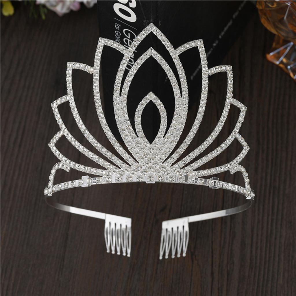 Sparkly Rhinestone Crown Hairband Elegant Crystal Bridal Tiaras Alloy Wedding Headpiece for Bride and Bridesmaids Hair Jewelry