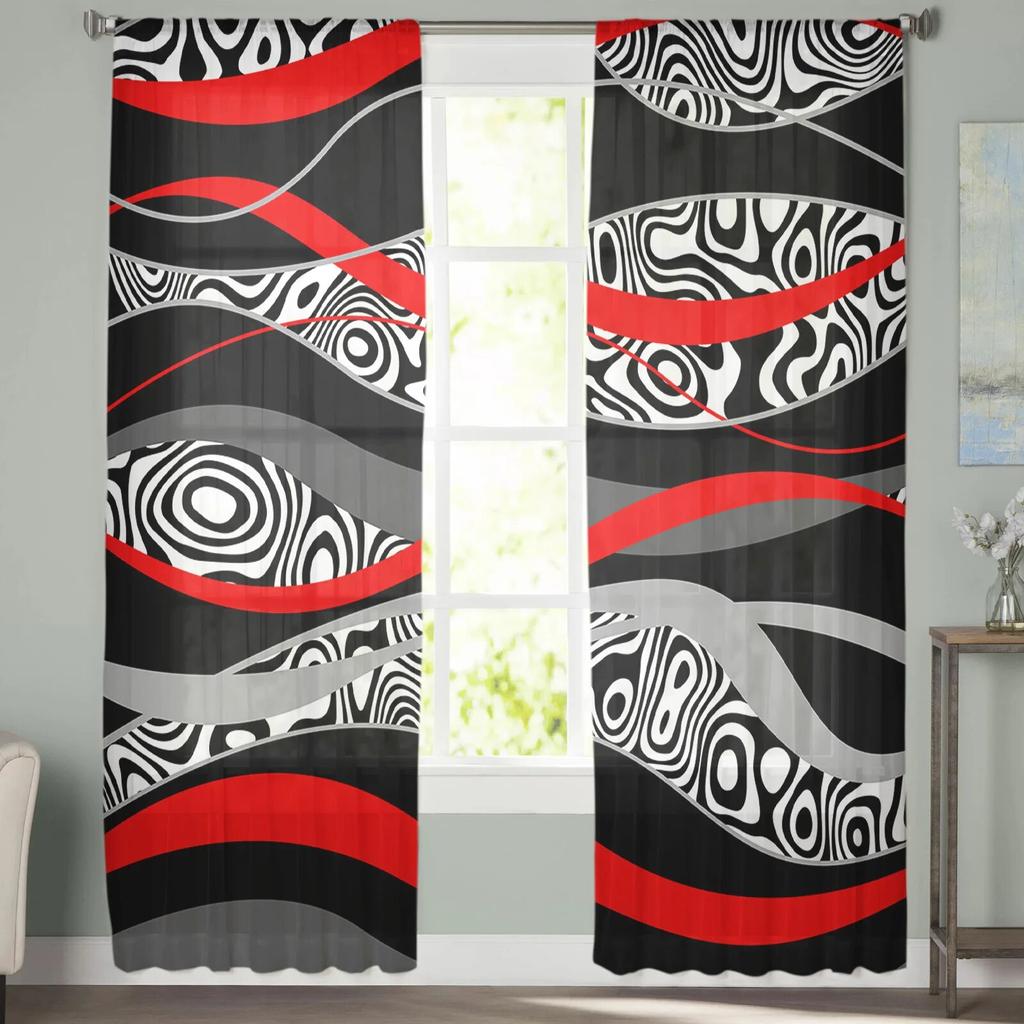 Abstrakte Linien Farbverlauf Fenster Tüll Vorhänge für Wohnzimmer Küche moderne Fensterbehandlungen Voile Vorhänge