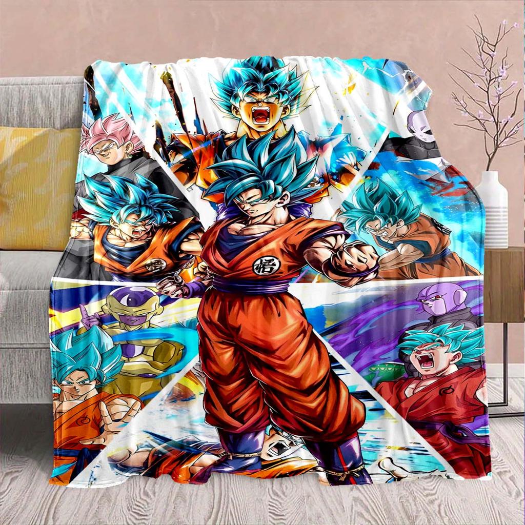 Dragon Ball Anime Flannel Blanket - Soft Warm Perfect for Sofa, Bedding Camping Travel Office Home Decor