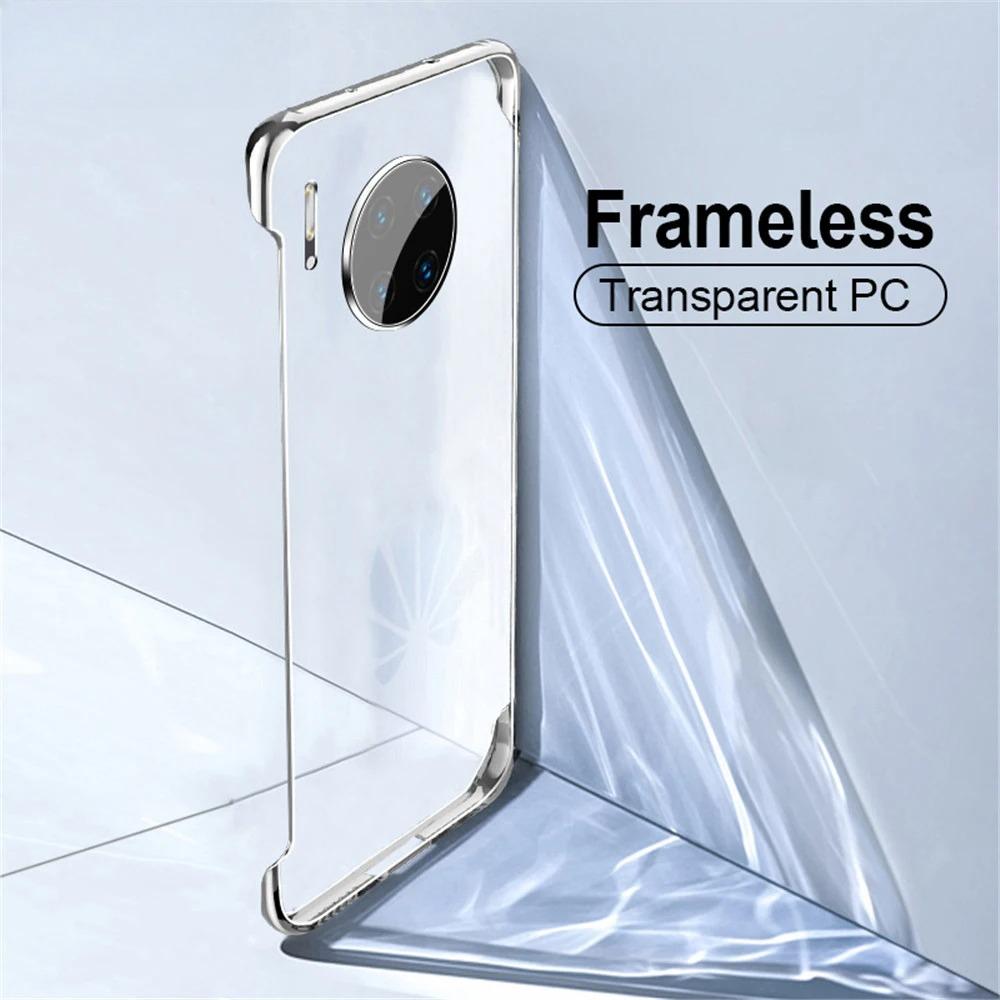 Slim Frameless Clear Case For Huawei P20 P30 P40 P50 Honor 60 50 30 8X 9X Mate 40 Pro Shockproof Bumper Ultra Thin Hard PC Cover