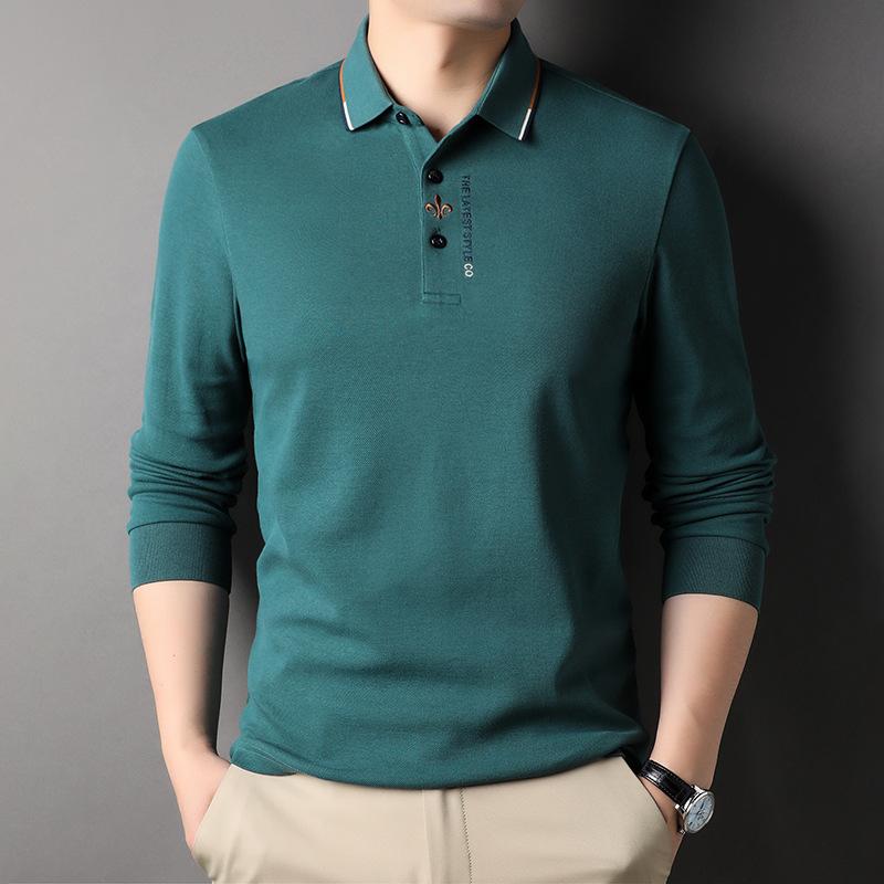 Lapel Long-sleeved T-shirt Men's Embroidered Trendy T-shirt Spring and Autumn New Men's Polo Top